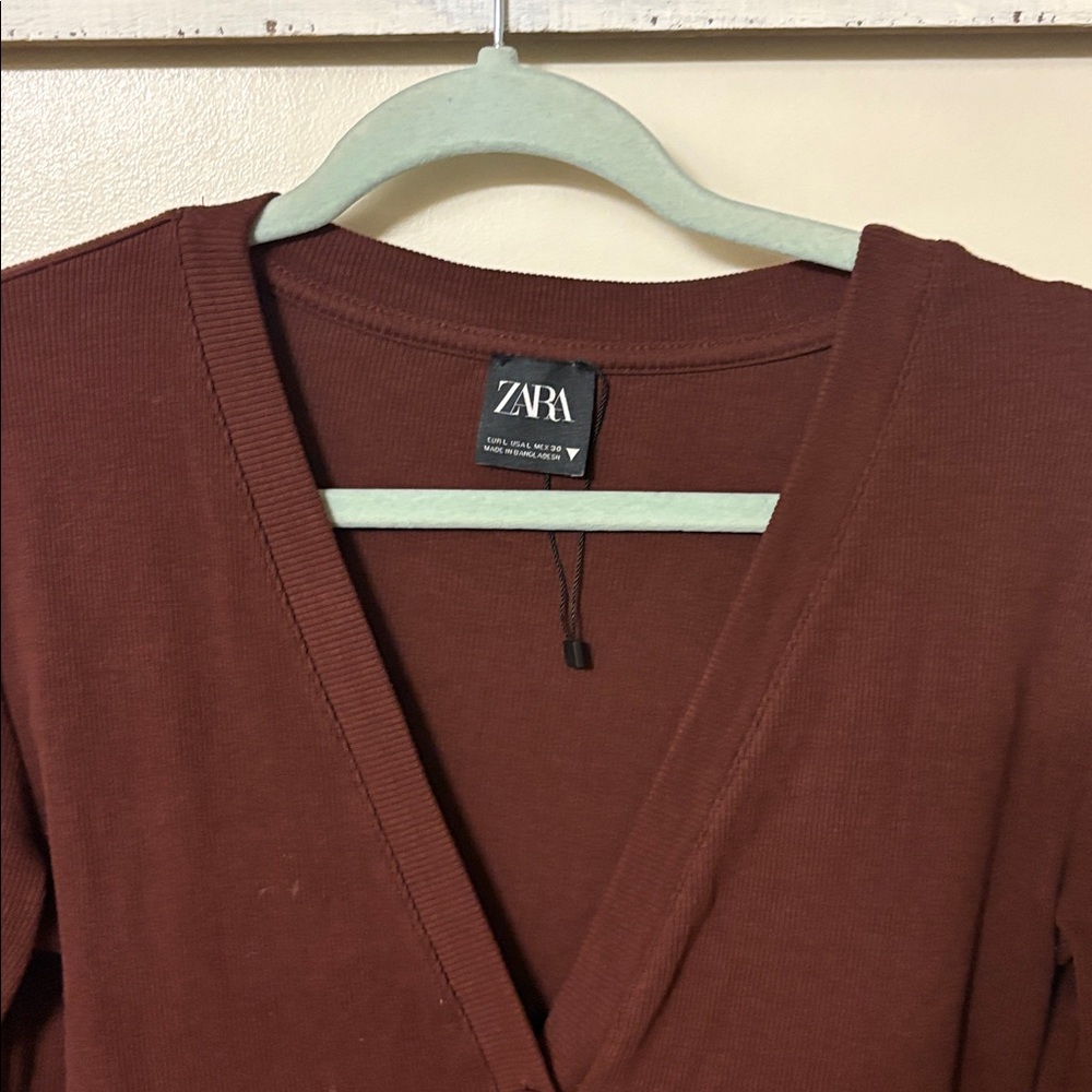 Zara Deep Red Button-Up Cardigan - Picture 3 of 3